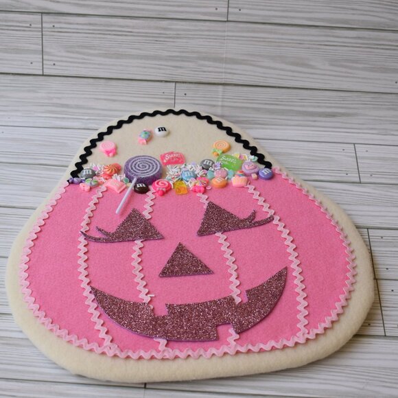 Halloween in pink/ pumpkin wreath attachment /home decor